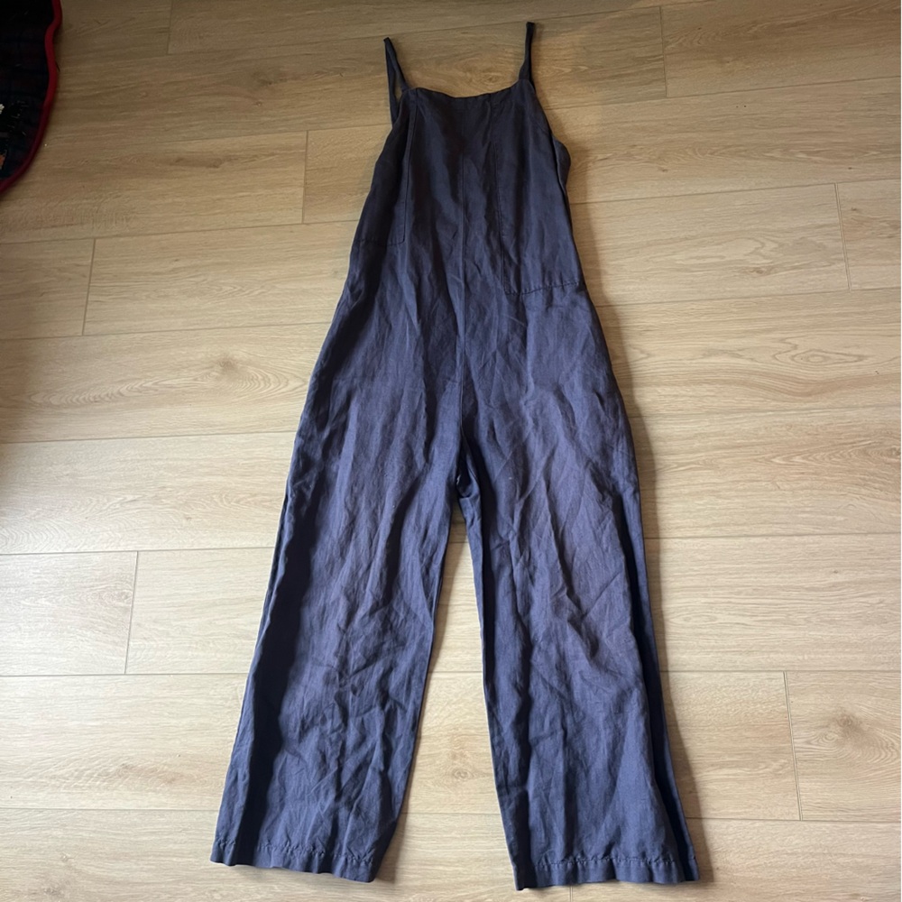LACAUSA Blue Cotton/Linen Jumpsuit